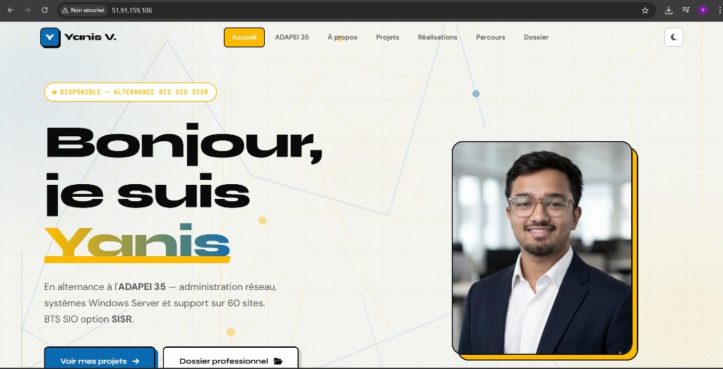 Verification du site via IP publique du VPS